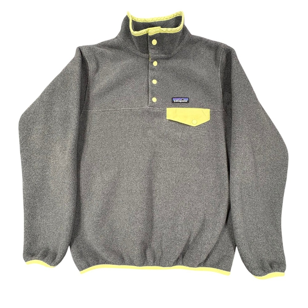 Patagonia Synchilla Snap-T Jacket Pullover Womens S Grey Yellow Fleece 25455